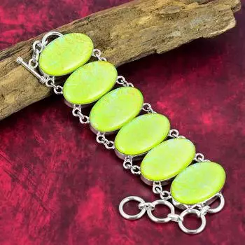 Ослепительный желтый австралийский тройной опал, драгоценный камень, ювелирный браслет ручной работы, браслет из чистого серебра 925 пробы, регулируемые ювелирные изделия для подарка на помолвку 8 Inches With Adjustable жёлтый