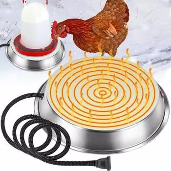 Основание для нагрева воды, удобная поилка для курицы из нержавеющей стали, нагреватель с вилкой европейского стандарта, нагреватель для питья для птицы на зиму 38cm EU Plug