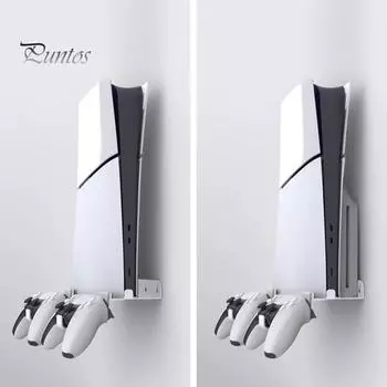 Основание настенного кронштейна с двумя креплениями для контроллеров для PS5 Slim Digital Disc Edition Тонкий эффективный охлаждающий кронштейн Повышенная производительность Настенный кронштейн белый