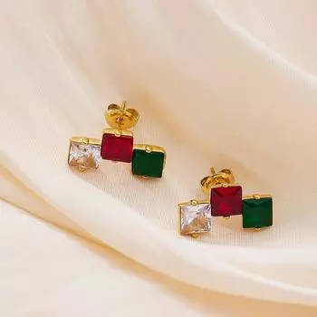 Основанные цветные серьги из нержавеющей стали, модные серьги с датчиком индивидуального дизайна золотистый