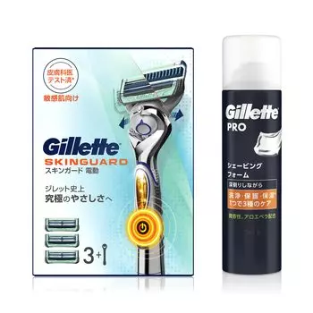 Основной блок Gillette Skin Guard Power 3 запасных пены для бритья 245 г Бритва для чувствительной кожи для мужчин (с лезвиями) + [покупка комплекта] мужской