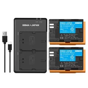 Основной блок R5 R6, совместимый с Canon, совместимый с 2 устройствами и совместимый комплект USB-зарядного устройства, стандарт Японии, одновременная зарядка [зарядка EOS] LP-E6NH