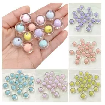 Основные бусины модный браслет ожерелье аксессуары снаружи внутри 10 шт конфетный цвет прозрачный бисер материал DIY акрил абрикосовый