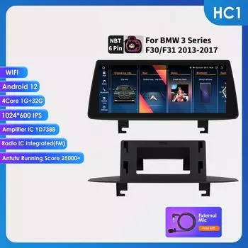 OSSURET 10,25 Android 13 Автомагнитола для BMW 3 F30 F31 2013-2017 NBT Авторадио 4G Carplay Мультимедийный проигрыватель интеллектуальных систем автомобиля Авто 4G RDS HC1 1G 32G