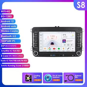 OSSURET 7 Android Авто Радио GPS Стерео Для VW GOLF PASSAT Polo Fabia Tiguan Jetta Caddy Octavia YEti Superb Fabia Leon Интеллектуальная Мультимедиа S8 8Core 8G 128G AI