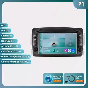 OSSURET 7-дюймовая интеллектуальная система искусственного интеллекта, беспроводная CarPlay Android, автомагнитола для Mercedes Benz CLK W209 W203 W463 W208, 4G, автомобильный мультимедиа, GPS, 2din, автомагнитола P1 4Core 1G 32G AI