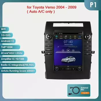 OSSURET 9.7 7862 Android 13 Автомагнитола для Toyota Verso 2004-2009 Мультимедийный проигрыватель 4G Carplay GPS navi Стерео 7862 Головное устройство с сенсорным экраном GPS DSP WIFI P1 4Core 1G 32G