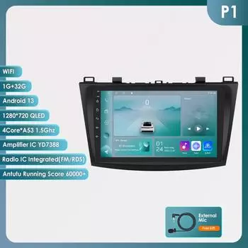 OSSURET 9-дюймовый экран Android 14 UIS7862 с Carplay для Mazda 3 2010 - 2013 Автомагнитола Автомобильная Мультимедиа GPS Интеллектуальная Навигация BT RDS DSP Восьмиядерный P1 4Core 1G 32G