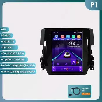 OSSURET Android Car Radio для Honda Civic 2015-2020 Мультимедиа Стерео 9,7-дюймовый Вертикальный Экран Carplay Android Auto Интеллектуальный Экран GPS Стерео RDS P1 4Core 1G 32G