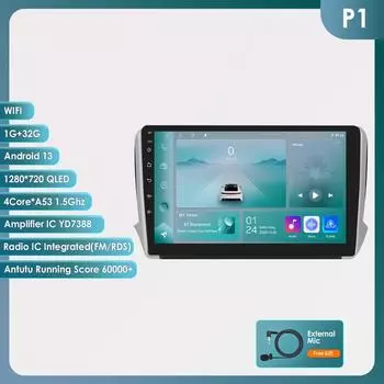 OSSURET Автомобильная интеллектуальная мультимедиа для Peugeot 208 2008 Автомагнитола 2014 -2018 GPS-навигация Радио Автомобильный видео-аудиоплеер GPS WIFI USB MP5 P1 4Core 1G 32G