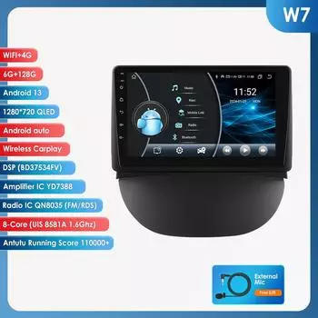 OSSURET Автомобильные интеллектуальные системы Carplay Android Car Radio для Renault Symbol 2003-2008 Мультимедийный видеоплеер WIFI Авторадио Интеллектуальный экран Wifi W7 8Core 6G 128G