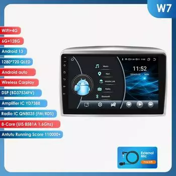 OSSURET Автомобильные интеллектуальные системы Carplay Android Car Radio для Lancia Ypsilon 2006-2011 Мультимедийный видеоплеер WIFI 7862 Авторадио RDS DVR Cam RDS FM W7 8Core 6G 128G