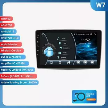 OSSURET Автомобильные интеллектуальные системы Carplay Android Car Radio для Alfa Romeo MiTo 955 2008-2016 Мультимедийный видеоплеер WIFI Авторадио Bluetooth RDS DVR W7 8Core 6G 128G