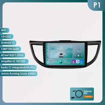 Ossuret Car Intelligent Systems 2din Android Car Radio for Honda CR-V 4th 2012-2016 Intelligent Multimedia Video GPS Carplay Auto 4G Autoradio WIFI P1 4Core 1G 32G