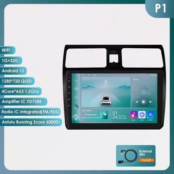 Ossuret Carplay 4G 2 Din Android 13 Car Multimedia Player for Suzuki Swift 2005-2010 Navigation GPS AutoRadio Stereo DSP BT SWC DVR Cam P1 4Core 1G 32G