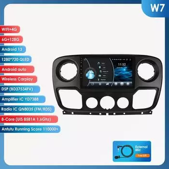 OSSURET Carplay 4G Android автомобильный мультимедийный проигрыватель для Nissan NV400 2010 -2019 для Opel Movano для Renault Master III 2011 GPS видео интеллектуальный экран W7 8Core 6G 128G