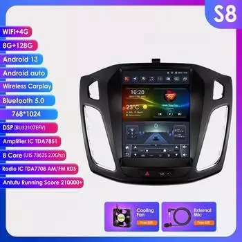 Ossuret Carplay 4G-LTE 7862 DSP 9.7 Дюймов 2 Din Android Автомагнитола GPS для Ford Focus 3 Mk 3 2011 - 2019 Интеллектуальный Мультимедийный Видеоплеер RDS WIFI S8 8Core 8G 128G
