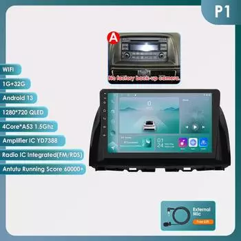 Ossuret Для Mazda CX5 CX-5 CX 5 2012 - 2015 Автомагнитола Мультимедийный Видеоплеер Навигация Android 13 2 Din Carplay 4G-LTE RDS Интеллектуальный DVR DAB P1 A 4Core 1G 32G