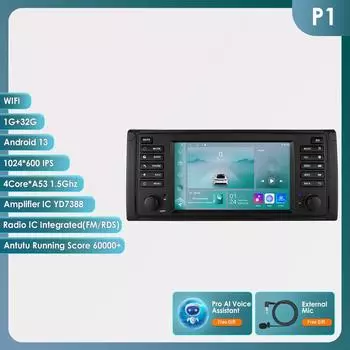 OSSURET Интеллектуальное 8 ГБ 128 ГБ Голосовое управление ИИ 2 DIN Android Авто Радио для BMW 5 E39 1995 - 2003 E53 X5 M5 Carplay 4G Сеть Авто Мультимедиа GPS 2din Авторадио P1 4Core 1G 32G AI