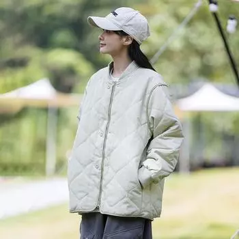 Оставайтесь стильными и уютными этой зимой с модной стеганой хлопковой курткой для женщин S хаки