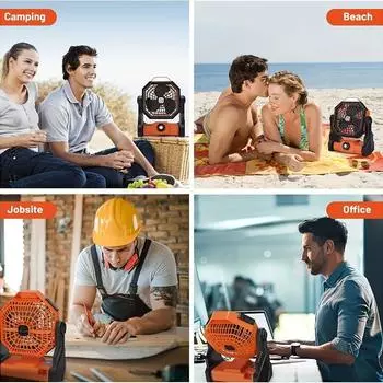 Оставайтесь в прохладе в любом месте, портативный USB-вентилятор для улицы с бесконечным контролем скорости, сильный ветер, перезаряжаемая батарея и освещение для улицы оранжевый