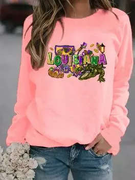 Оставайтесь в тепле и моде этой зимой с женской толстовкой с круглым вырезом, украшенной множеством стильных узоров S