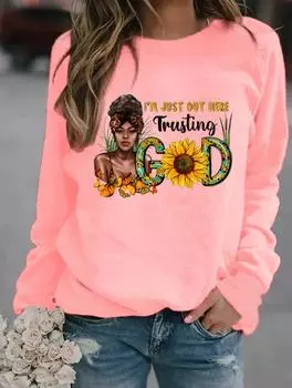 Оставайтесь в тепле и моде этой зимой с женской толстовкой с круглым вырезом, украшенной множеством стильных узоров S