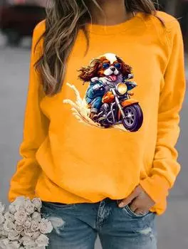 Оставайтесь в тепле и моде этой зимой с толстовкой с круглым вырезом для женщин, украшенной множеством стильных узоров S