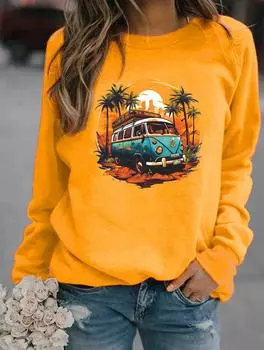 Оставайтесь в тепле и моде этой зимой с толстовкой с круглым вырезом для женщин, украшенной множеством стильных узоров S