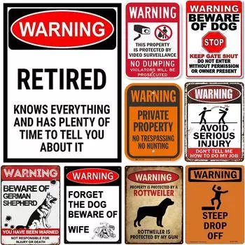 Остерегайтесь собак Металлические жестяные знаки Настенные плакаты Табличка Предупреждающий знак Винтажная железная картина Украшение для дома Кафе Сад Клуб Бар 20x14cm