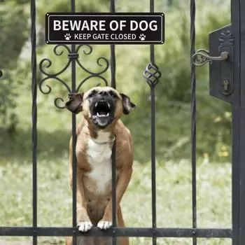 Остерегайтесь знака собаки с отпечатком лапы, знак «Держите ворота закрытыми», прочный алюминиевый предупреждающий знак для собак для дома, на открытом воздухе чёрный