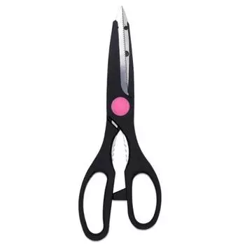 Острое лезвие из нержавеющей стали, полипропиленовая ручка для экономии усилий, многофункциональные бытовые кухонные ножницы с открывалкой для пивных бутылок чёрный