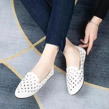 Остроконечная плоская подошва повседневная обувь для женщин мода ажурные дышащие удобные мягкие подошвы женская обувь Zapatos De Mujer 35
