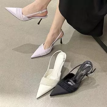 Остроконечные туфли Босоножки Baotou Женская весенняя юбка Женская обувь Туфли на шпильках Туфли French Light Mouth Single 35 фиолетовый