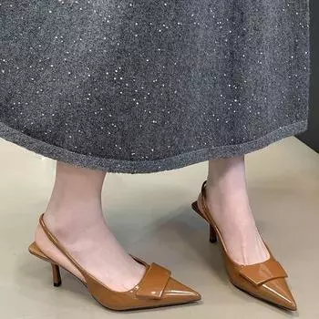 Остроконечные высокие каблуки женские нишевые корейские версии неглубокий носок весна и осень повседневные универсальные модные эластичные сандалии 35 коричневый