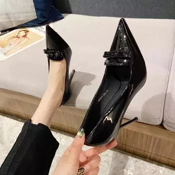 Остроконечные высокие каблуки женские весна 2024 новые сексуальные каблуки с бантом туфли на каблуках большого размера 42 женская обувь 34 бежевый