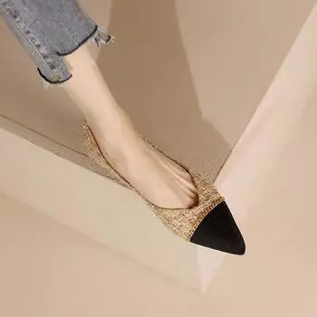 Остроносые одинарные туфли женские плоские летние туфли с неглубоким носком и мягкой подошвой повседневные женские туфли большого размера 34 чёрный