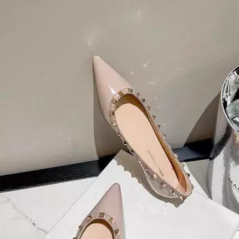 Остроносые одинарные туфли женские с плоской подошвой ива плоский каблук универсальные туфли-лодочки с неглубоким горлом европейские и американские туфли с мягкой подошвой женские новинка 2024 г. 35