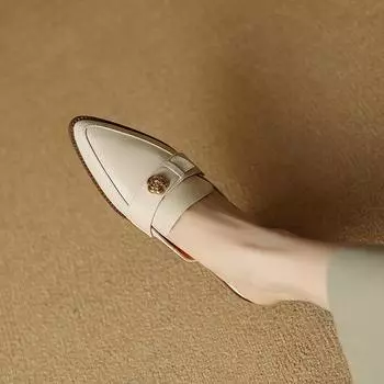 Остроносые полутапочки женские 2025 новые босоножки с сумкой на среднем каблуке осенняя одежда Muller обувь 35 белый