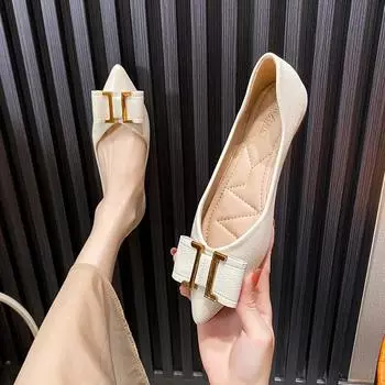 Остроносые туфли на плоской подошве для женщин, новые летние французские туфли-одиночки из мягкой кожи с мелким носком, повседневные большие женские туфли 41-43 33 абрикосовый