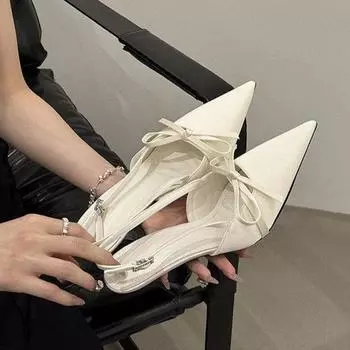 Остроносые туфли на высоком каблуке женские босоножки с ремешком на голову весенняя женская обувь в стиле знаменитостей модные туфли на шпильках 35 серебряный