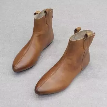 Остроносые женские ботинки челси на плоской подошве, туфли-оксфорды на щиколотку, ретро, зимняя новая тенденция 2024 года, готические, прогулочные, гладиаторы, повседневные, Zapatos Mujer 35 чёрный