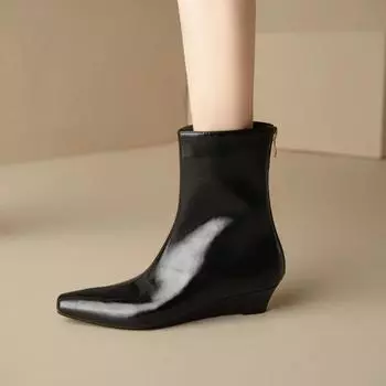 Остроносые женские ковбойские сапоги в стиле вестерн, модные короткие ботильоны без застежек в стиле ретро, осенне-зимние женские туфли на толстом каблуке 35