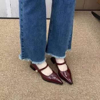 Остроносые женские туфли для женщин Женские туфли на среднем каблуке Туфли-лодочки Женская обувь Женские босоножки Летние туфли на каблуке для женщин 35