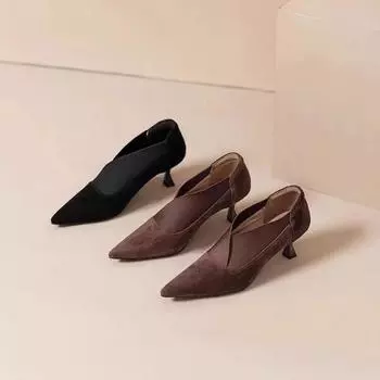 Острые женские ботильоны, туфли на среднем каблуке, элегантные тонкие высокие каблуки, новый зимний тренд для модниц. 35