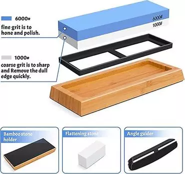 Острый галька Премиум-точильный камень для точильного камня, 2-сторонняя зернистость, водный камень 1000/6000 - точильный камень для ножей