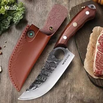 Острый кольцевой нож для убоя рыбы, свиней и овец, разделки свинины, малый нож-сабля, разделки мяса, обвалки и снятия шкуры with cover