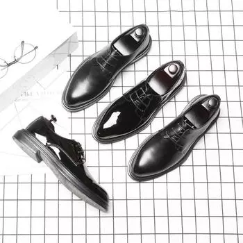 Острый носок Мужская обувь Повседневная черная деловая официальная обувь Оксфорды Дизайнерская мужская обувь для вождения Мужские мокасины 44 чёрный