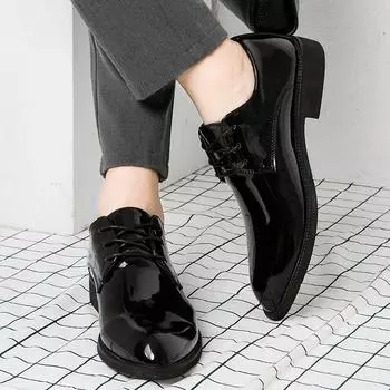 Острый носок Повседневные деловые туфли мужские лакированные кожаные туфли с ярким верхом для мужчин Дешевая распродажа Элегантные и классические 37