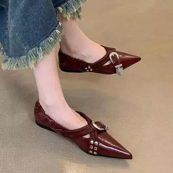 Острый носок Роскошные балетки Женская обувь Брендовые повседневные сандалии Новый дизайнерский тренд Небольшие туфли Осенний комфорт Мягкая подошва Zapatos 35